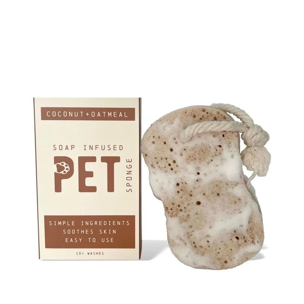 EasySuds Soap Infused Pet Sponge Cats and Dogs 100g Coconut Oatmeal‎ Brown